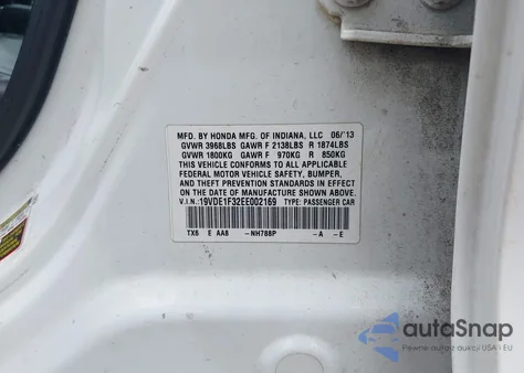 2014 Acura Ilx 2.0L z USA, uszkodzony, nr VIN 19VDE1F32EE002169